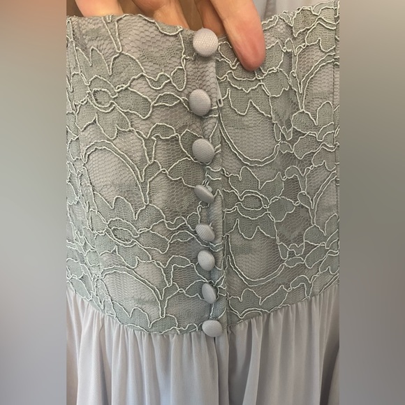 MoriLee bridesmaid/prom full length dress, lace bodice, strapless, chiffon skirt - Picture 4 of 9